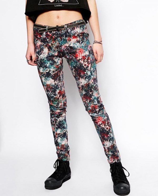 FLORAL PRINT JEANS - Image 3